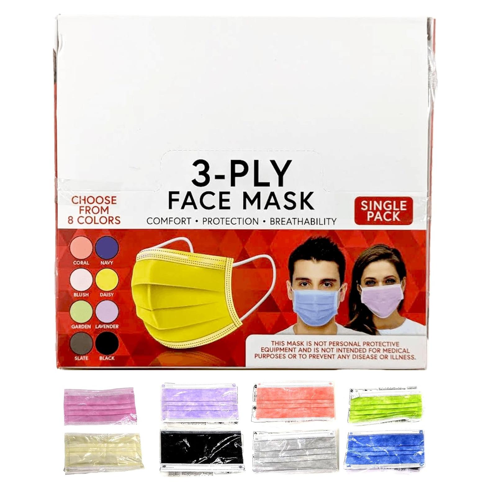 Mascarillas Desechables 3 Capas Individuales 80 Piezas Colores