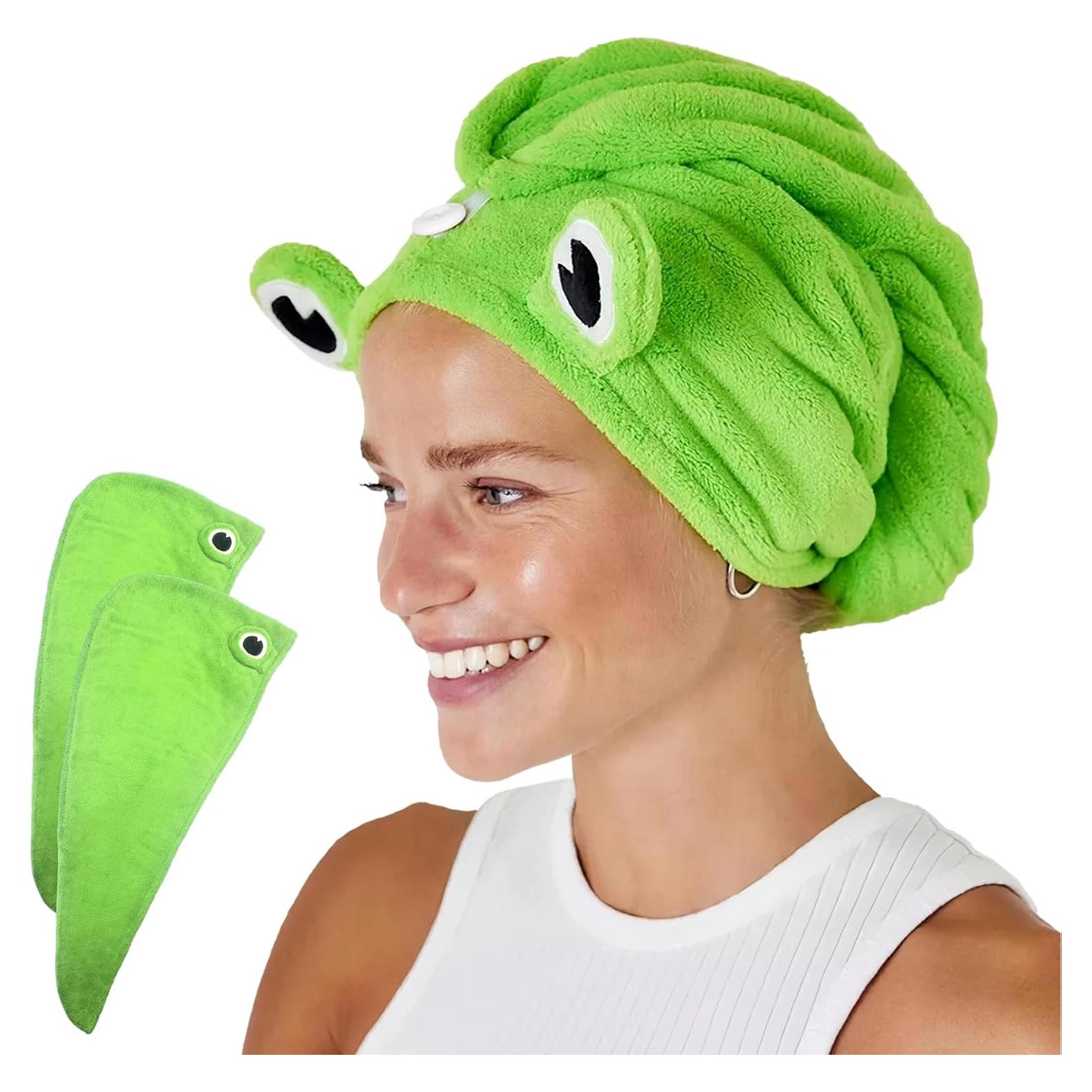2 Toallas de Microfibra para el Cabello Globalnice - Diseño Rana