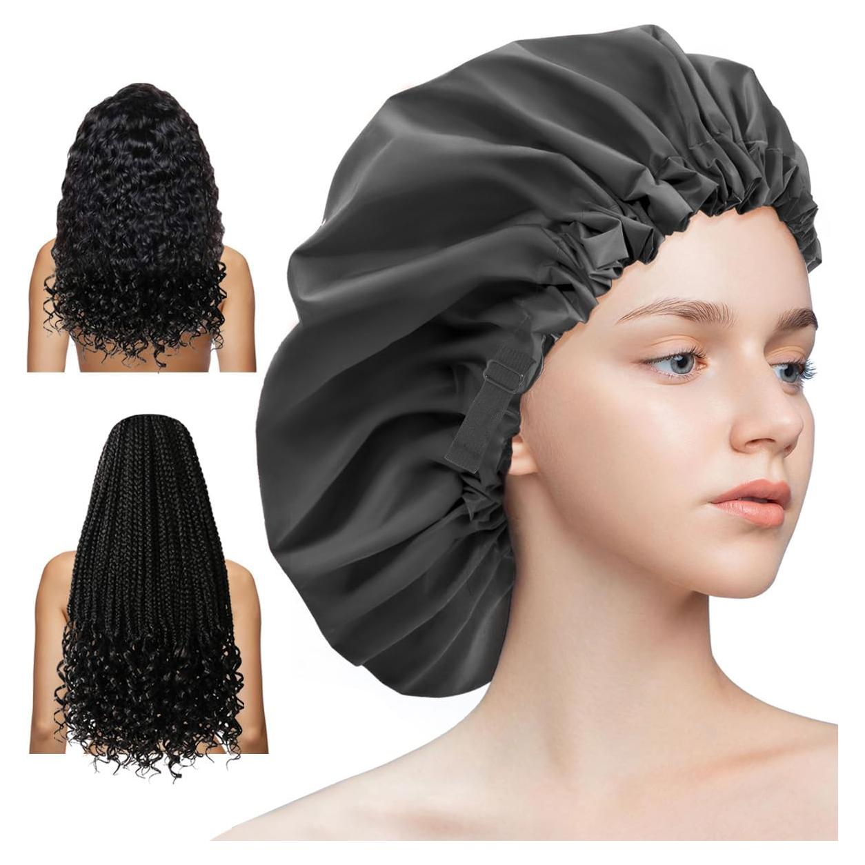 Gorro de Ducha Aquior Extra Grande Negro para Mujeres