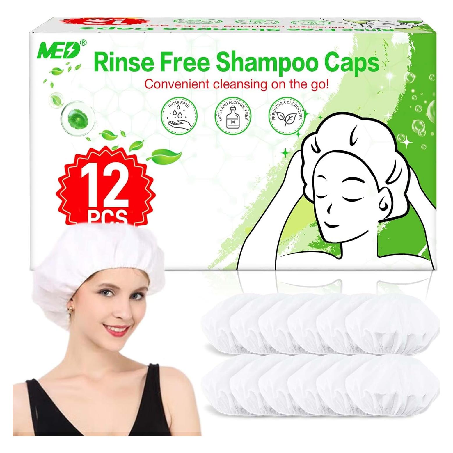 Gorros de Champú Sin Enjuague MED - 12 Paquetes para Ancianos