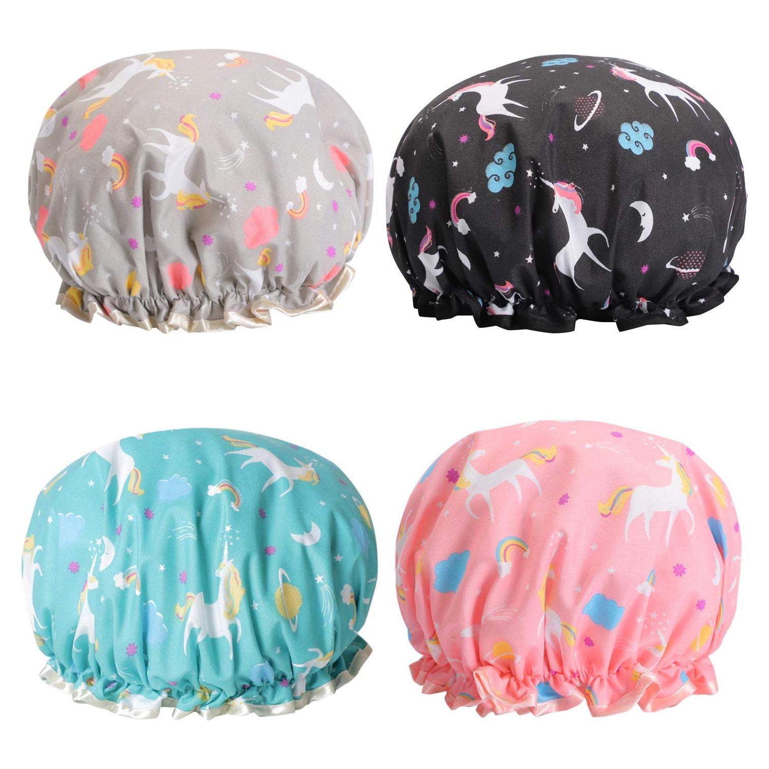Gorros de Ducha Tbestmax Unicornio 4 Pack Impermeables