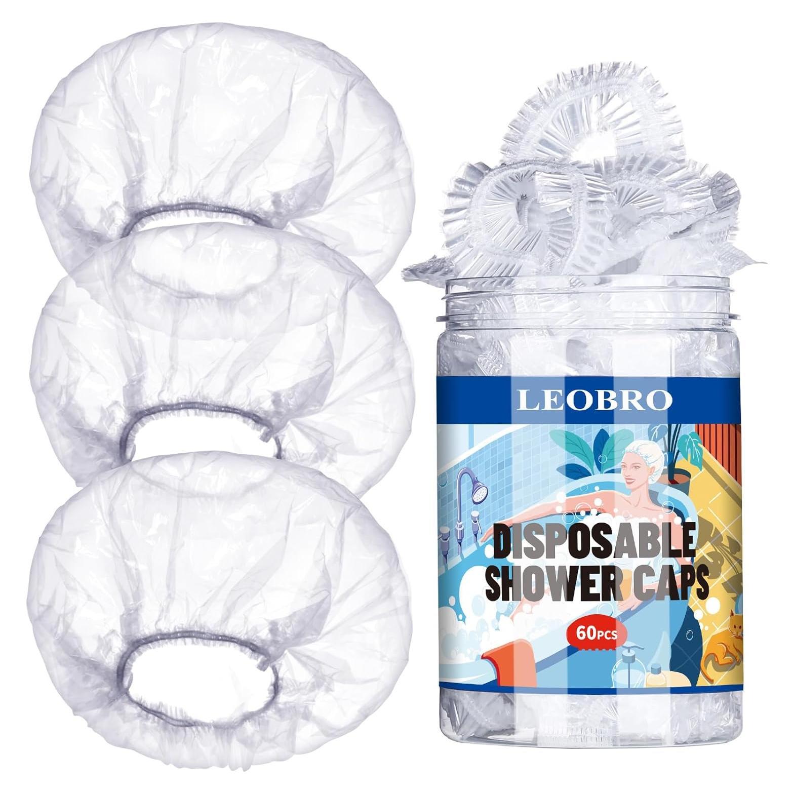 Gorras de Ducha Desechables LEOBRO 60PCS 44CM Transparentes