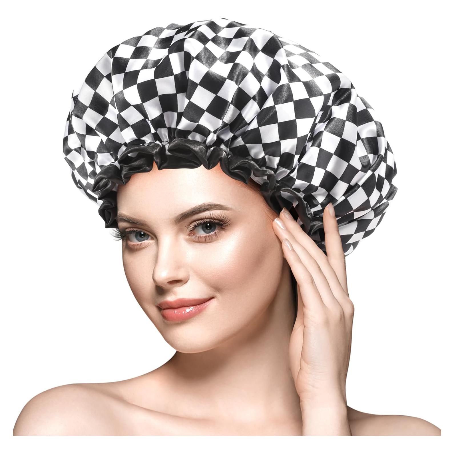 Gorro de Ducha XL Mikimini Cuadrícula Impermeable Reutilizable