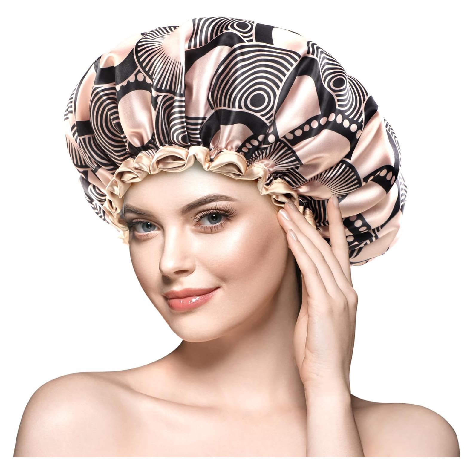 Gorro de Ducha Grande Mikimini Champagne Doble Capa Impermeable