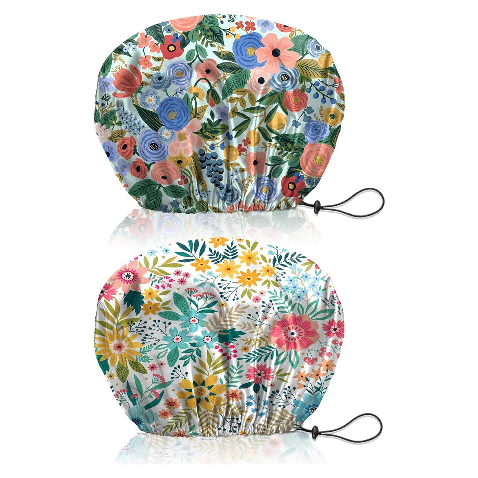 Gorro de Ducha Reutilizable BHAHB Doble Capa Ajustable Flores