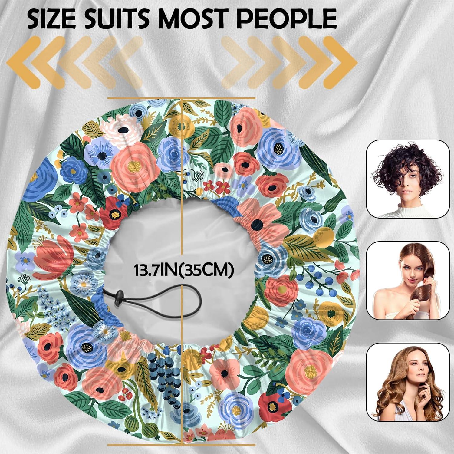 Gorro de Ducha Reutilizable BHAHB Doble Capa Ajustable Flores