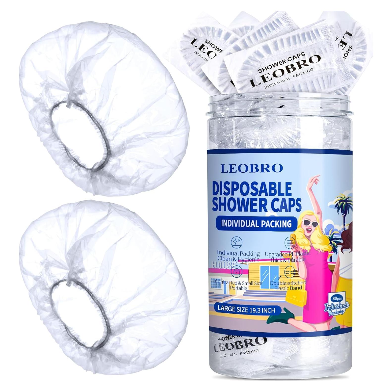 Gorras de Ducha Desechables LEOBRO 80pcs 49cm Plástico