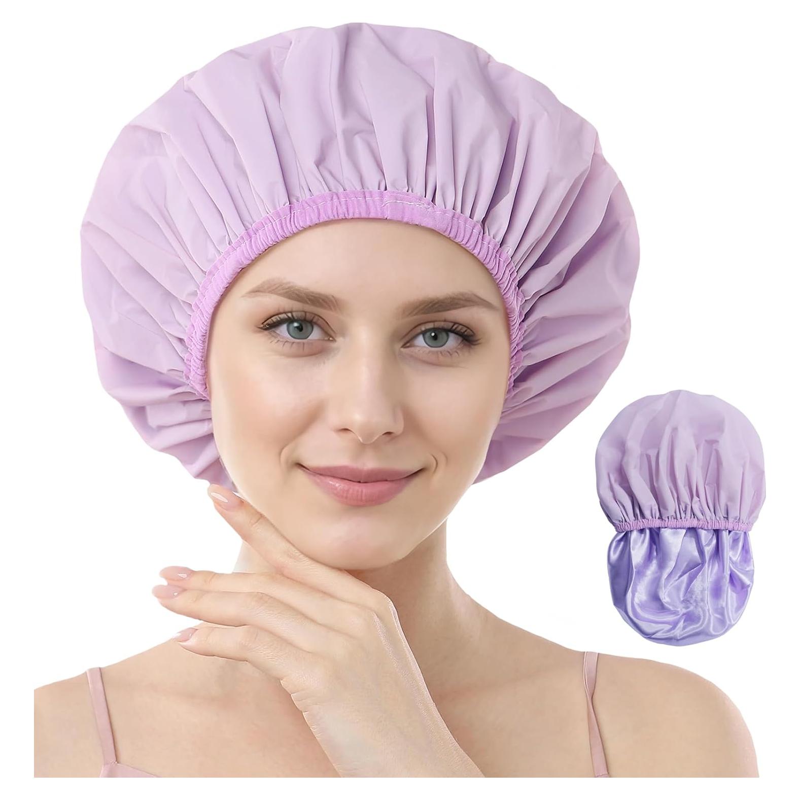 Gorro de Ducha Impermeable YIZIJIZI Grande para Mujeres - Púrpura