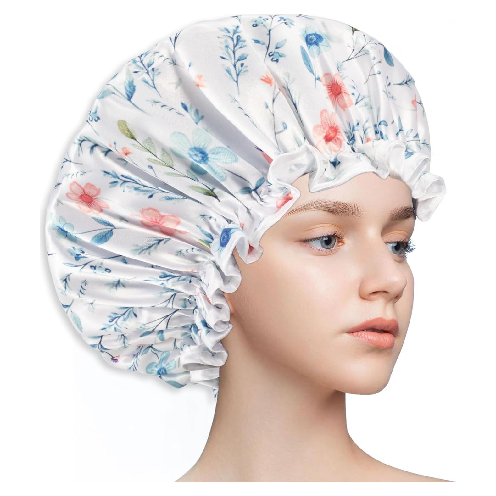 Gorra de Ducha Impermeable Auban Doble Capa para Cabello Largo