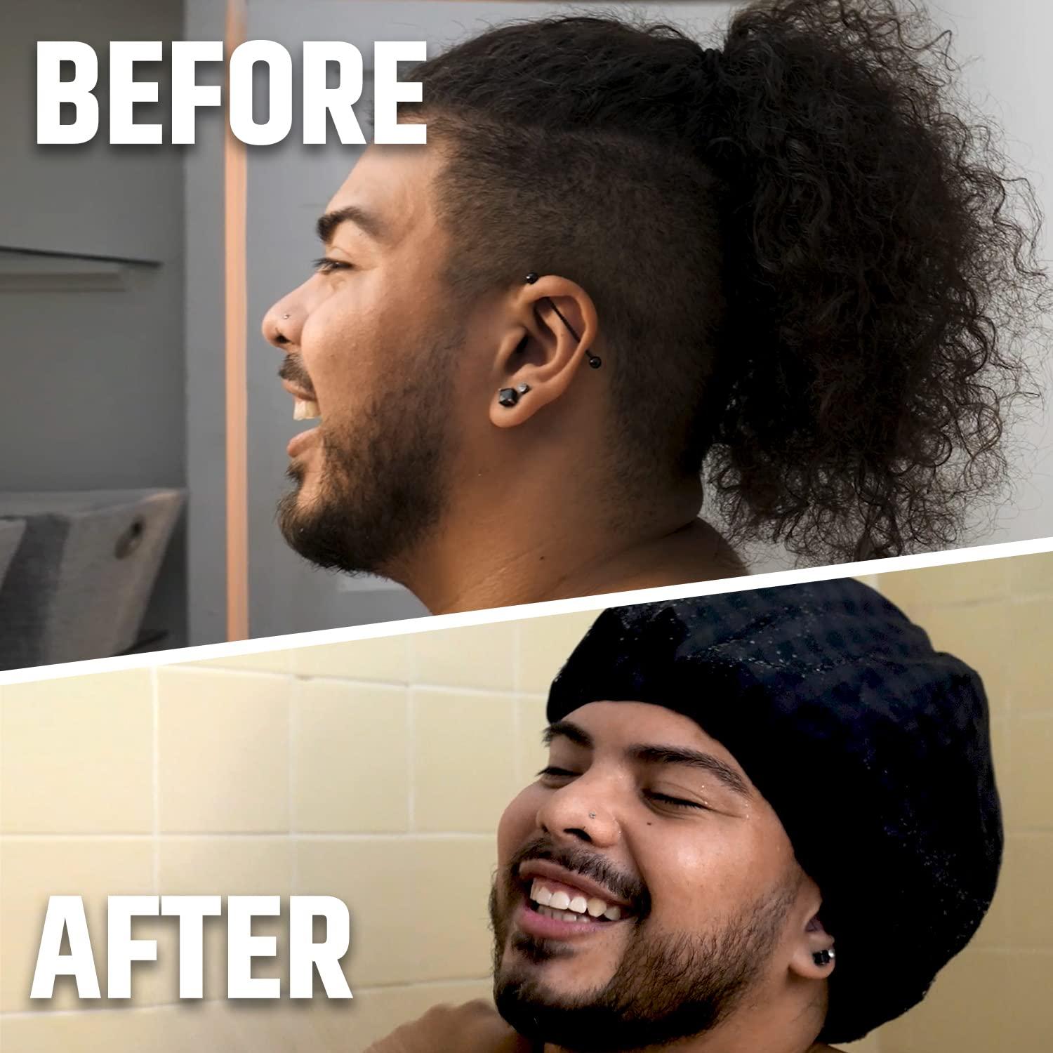 Gorro de Ducha Hairsome Negro para Hombres - Impermeable y Ajustable