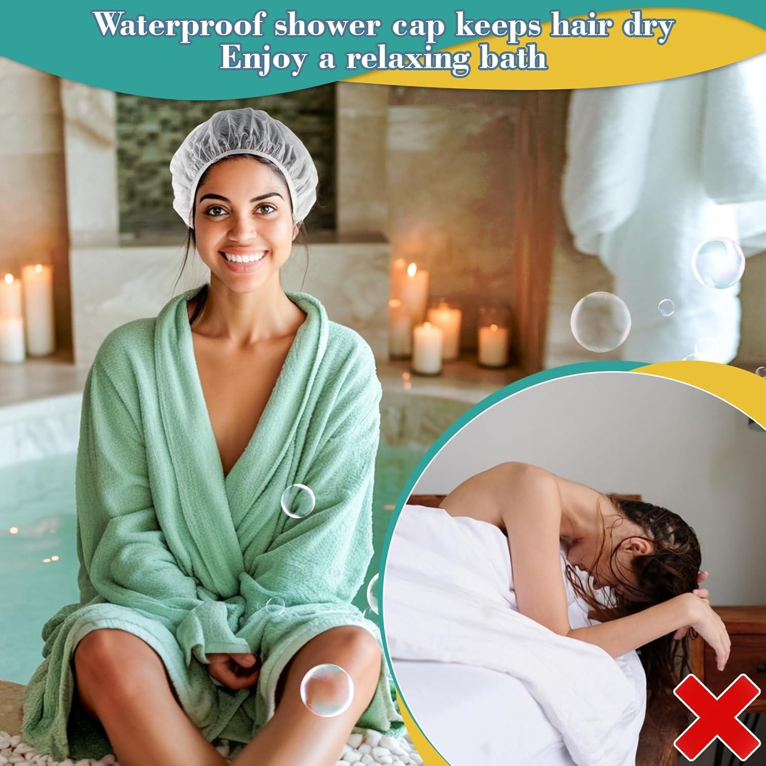 Gorro de Ducha Reutilizable MAQIHAN Impermeable 25CM 6PCS