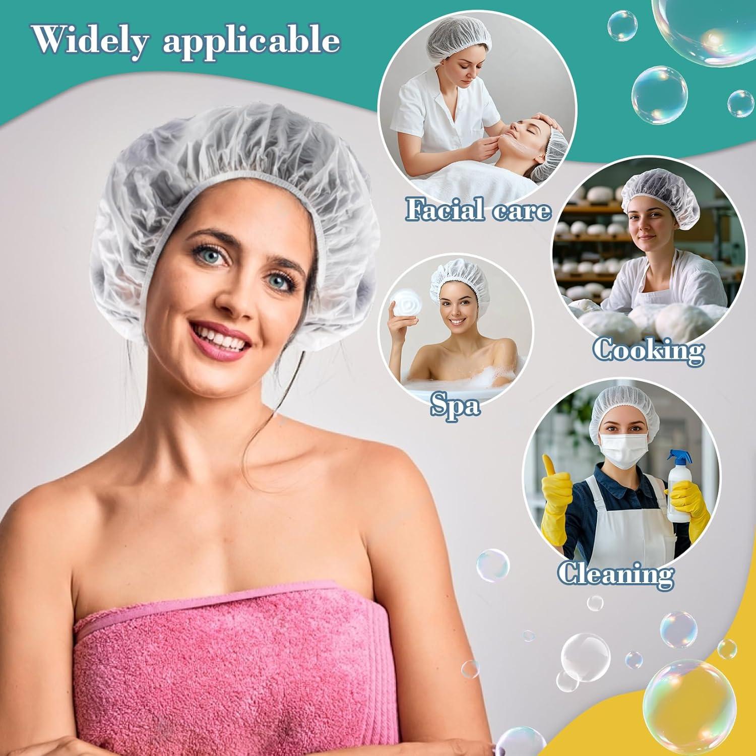 Gorro de Ducha Reutilizable MAQIHAN Impermeable 25CM 6PCS