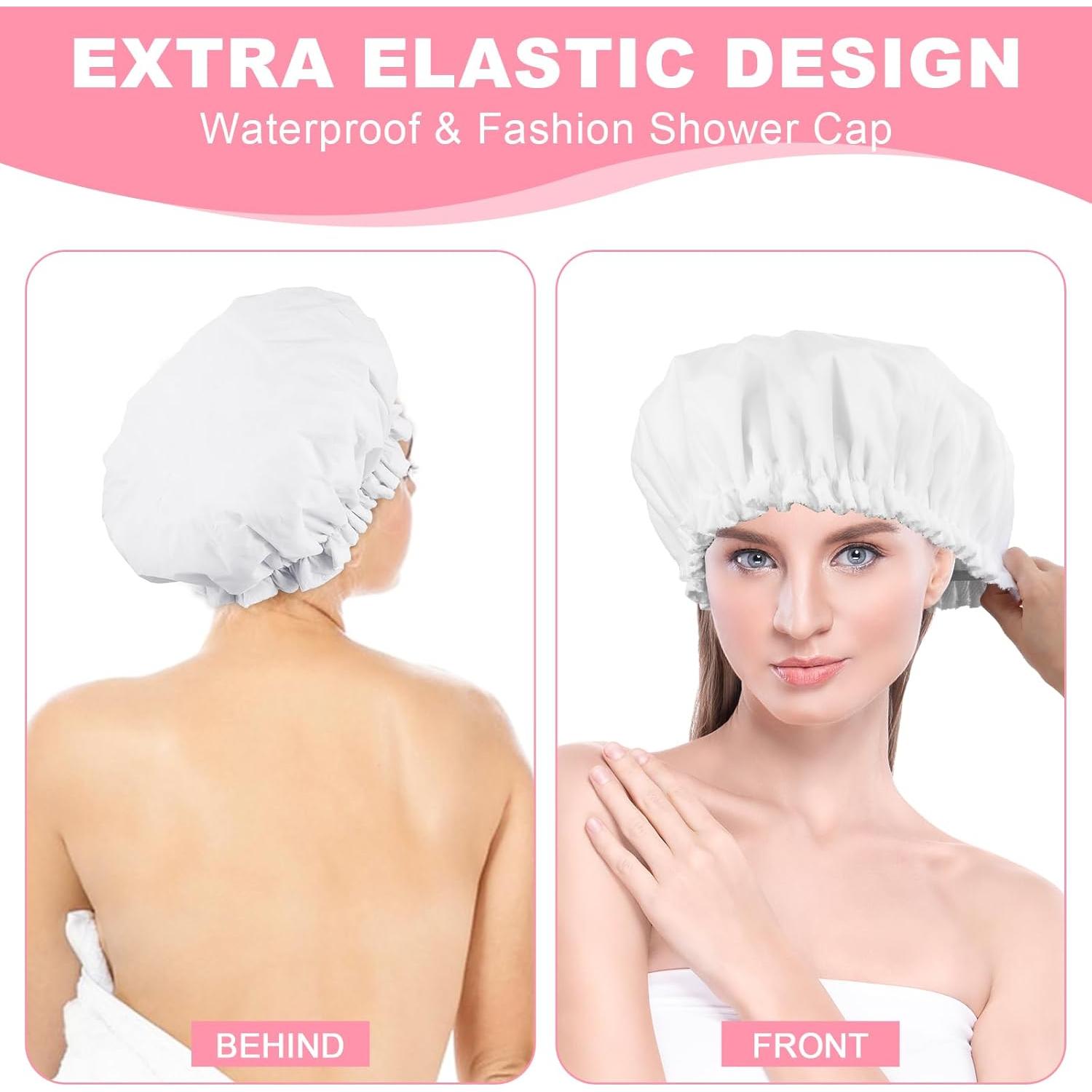 Gorro de Ducha Impermeable Abeillo Doble Capa Terry Blanco