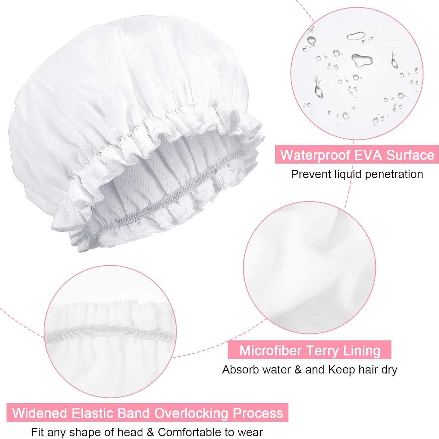 Gorro de Ducha Impermeable Abeillo Doble Capa Terry Blanco