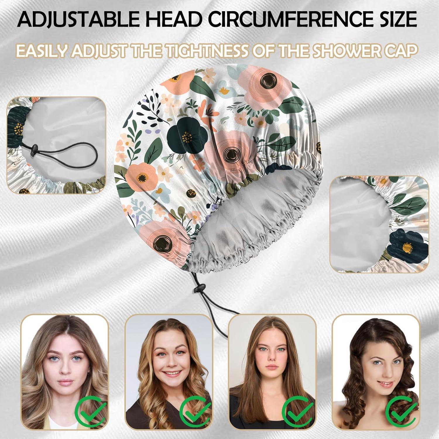 Gorro de Ducha Reutilizable Deokke Doble Capa Ajustable Floral