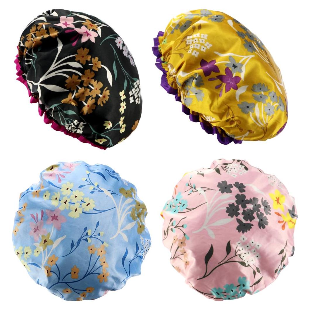 4 Gorros de Ducha Reutilizables Impermeables HuiYouHui