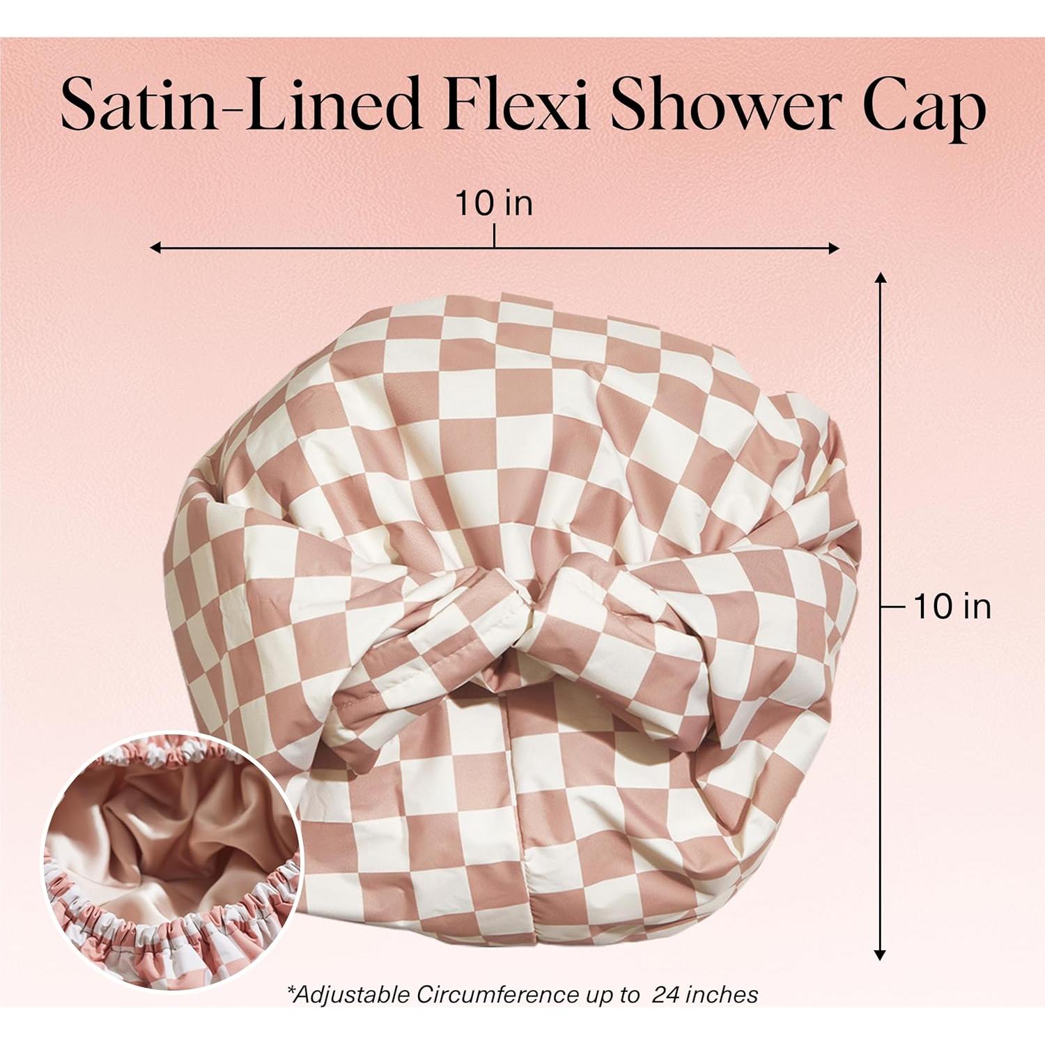 Set de Spa Kitsch 2PC: Gorro Ducha Satén y Toalla Microfibra XL