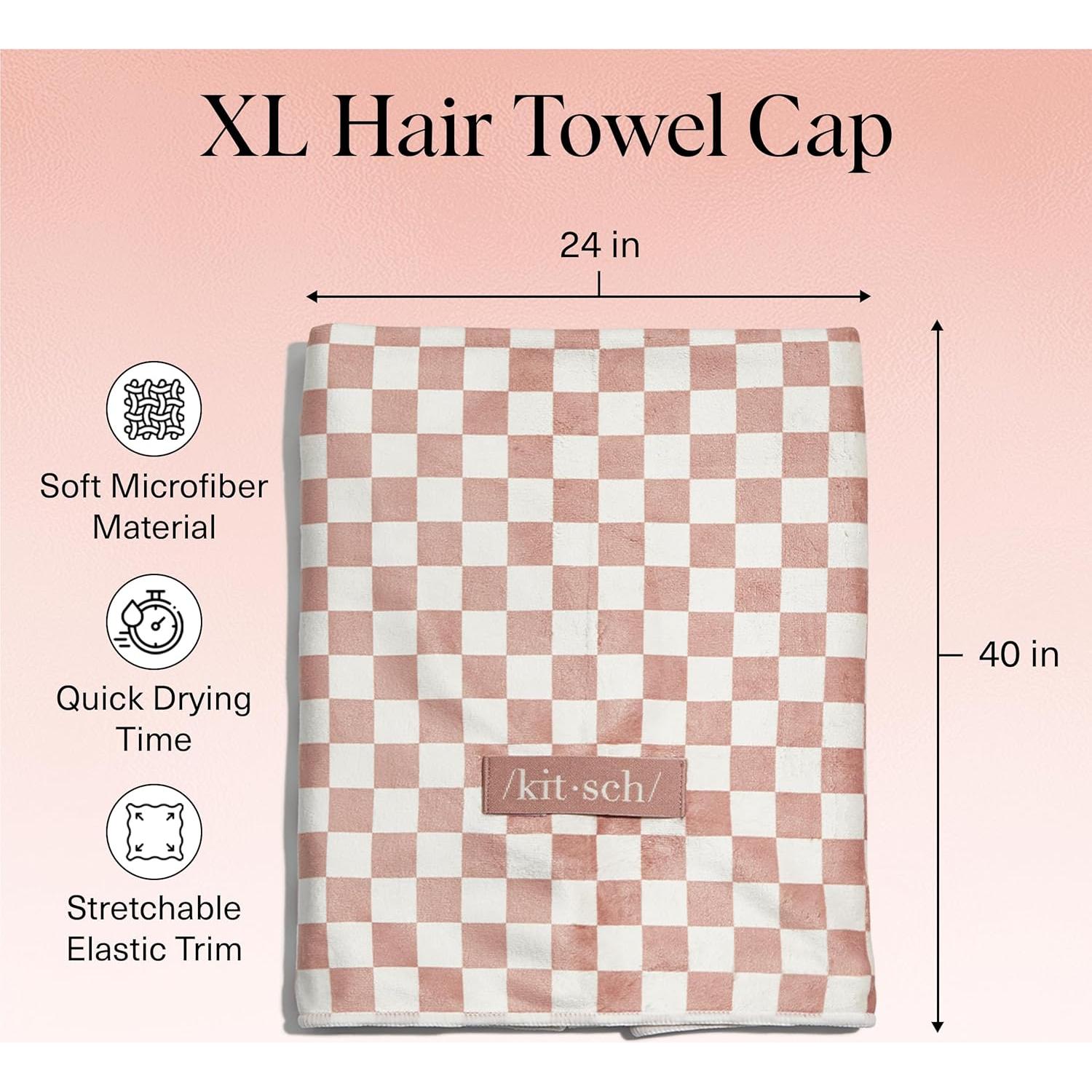 Set de Spa Kitsch 2PC: Gorro Ducha Satén y Toalla Microfibra XL