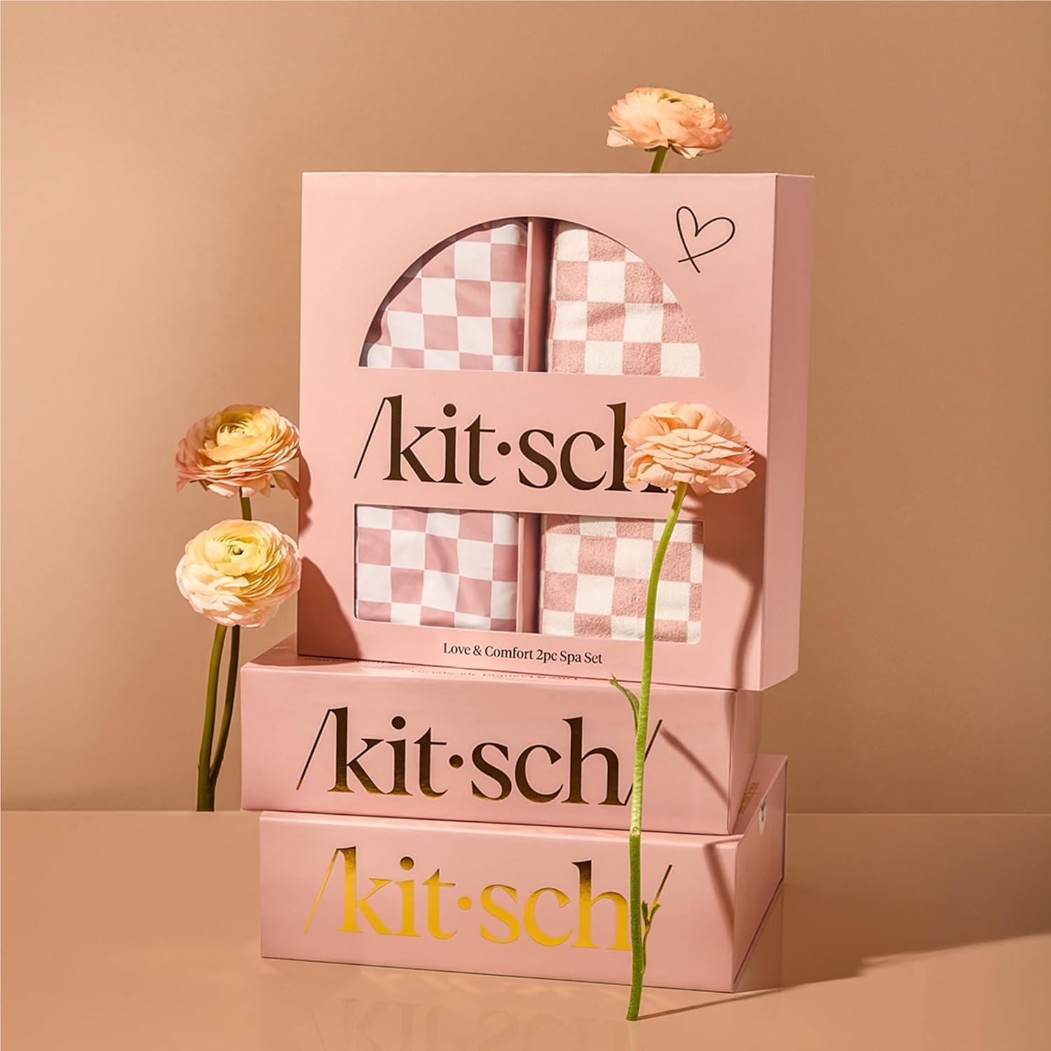 Set de Spa Kitsch 2PC: Gorro Ducha Satén y Toalla Microfibra XL