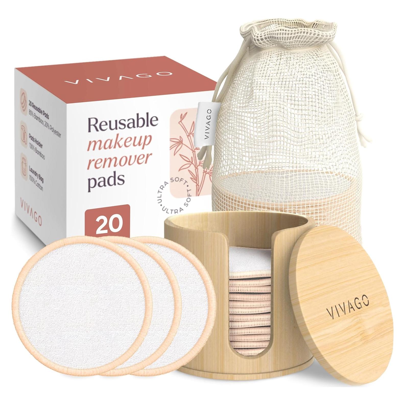 Rondas de Algodón Reutilizables VIVAGO 20 Piezas 8cm