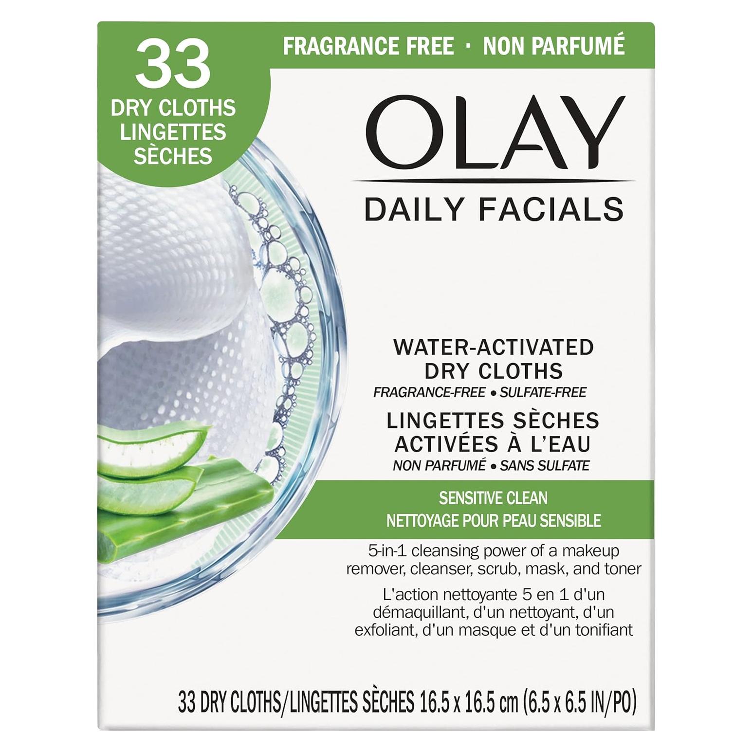 Toallitas Faciales Diarias Olay 4-en-1 Sensibles 33 ct