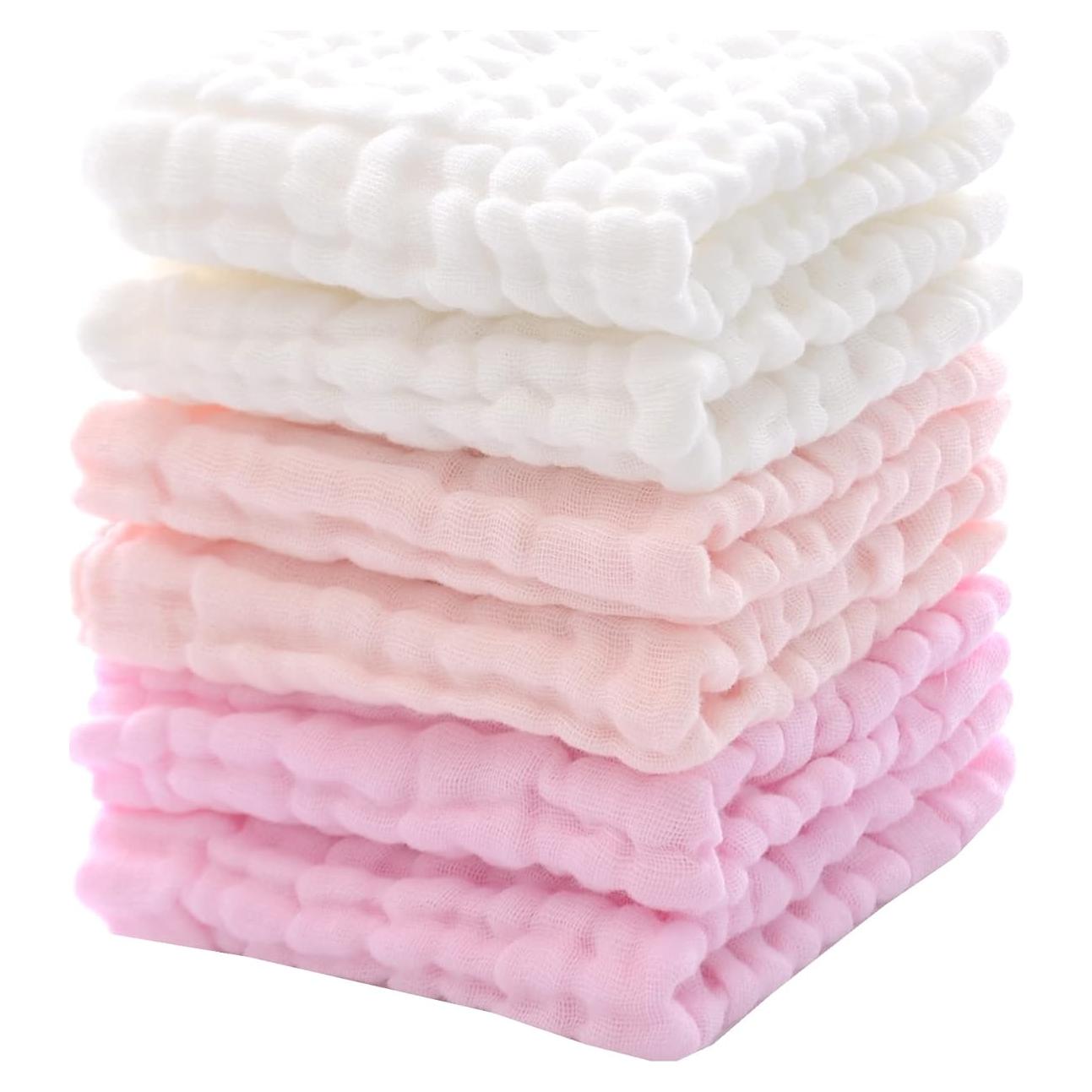 Paños de Baño para Bebés MUKIN - 6 Unidades 30x30 cm Rosa