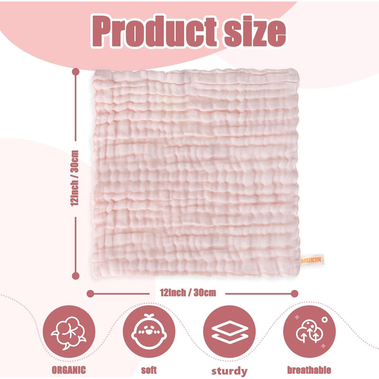 Paños de Baño para Bebés MUKIN - 6 Unidades 30x30 cm Rosa
