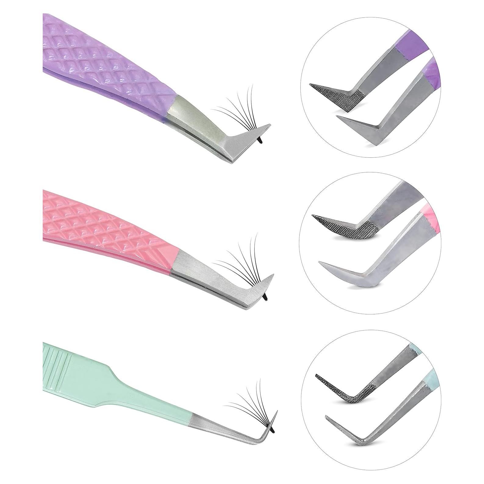 Pinzas para Pestañas SIVOTE - Set de 3 en Colores Pastel