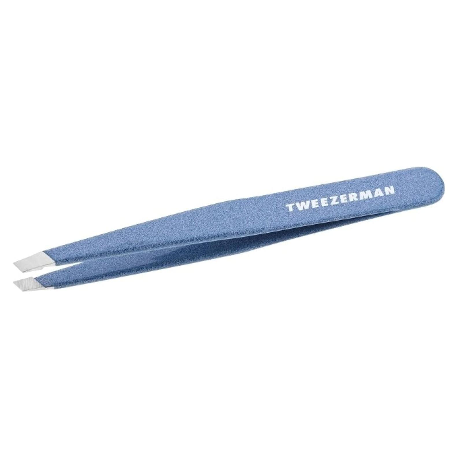Pinzas de acero inoxidable Tweezerman - Cejas en ángulo Azul
