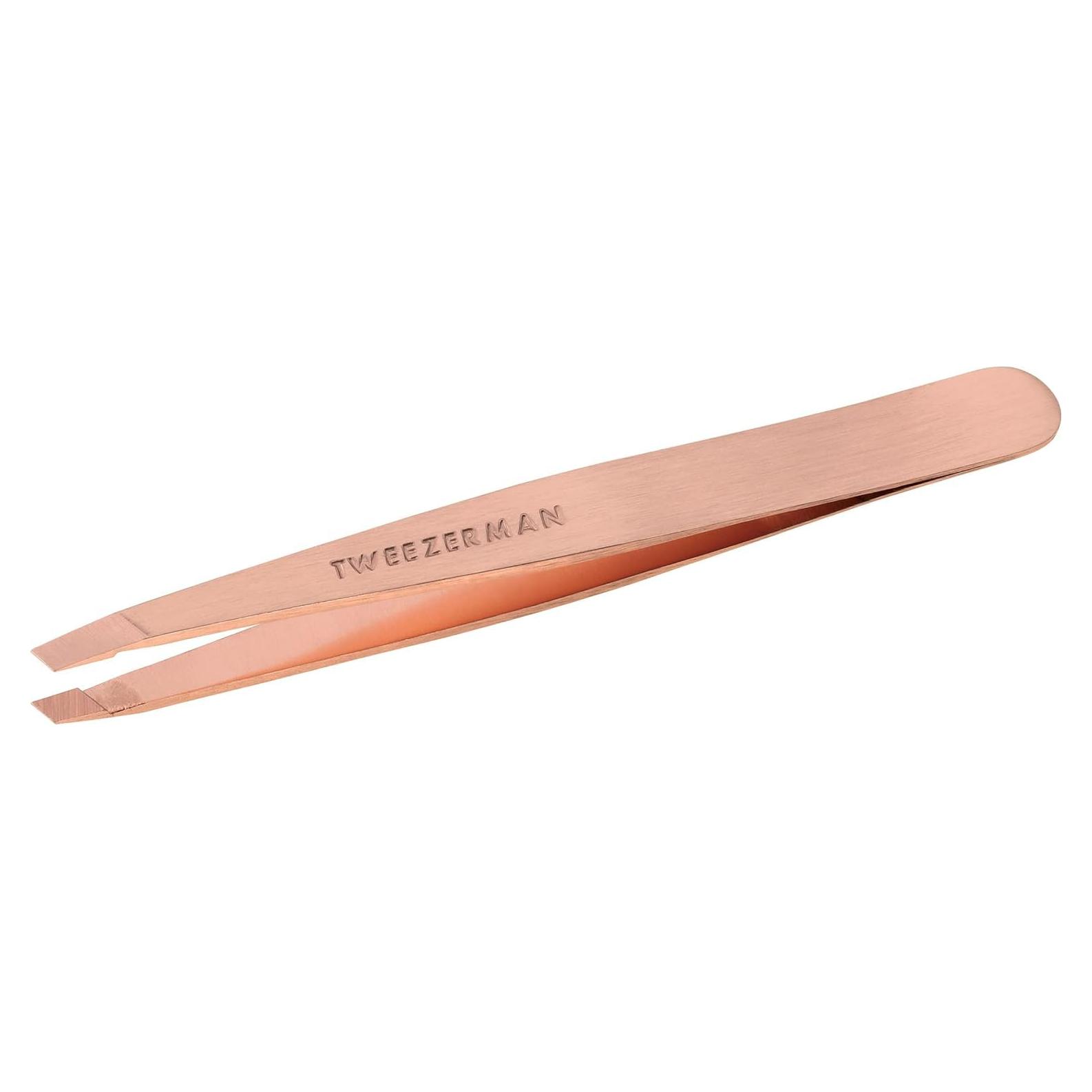 Pinzas de acero inoxidable Tweezerman oro rosa para cejas