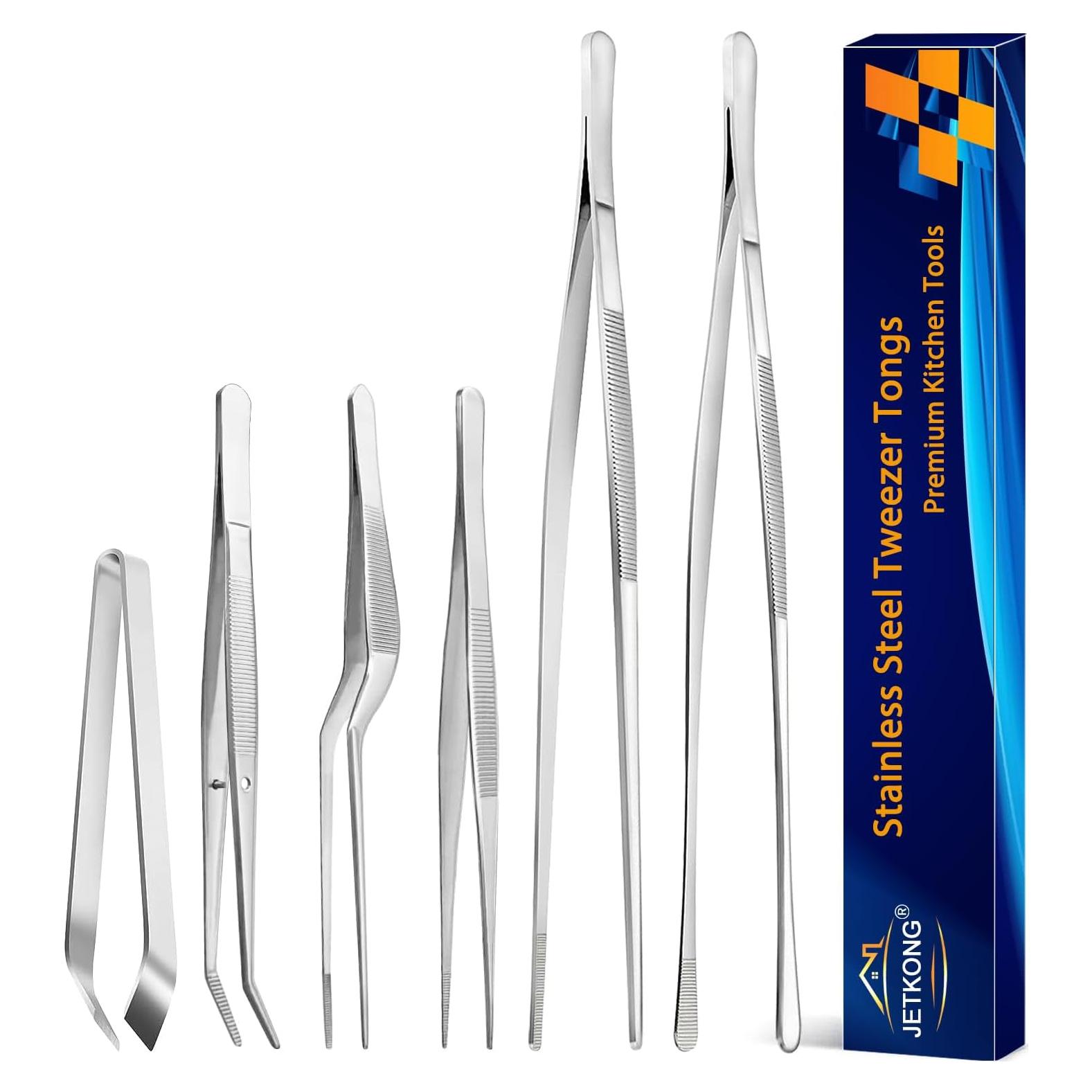 Juego de Pinzas de Cocina JETKONG Acero Inoxidable 6 Pcs 30.48 cm y 16 cm