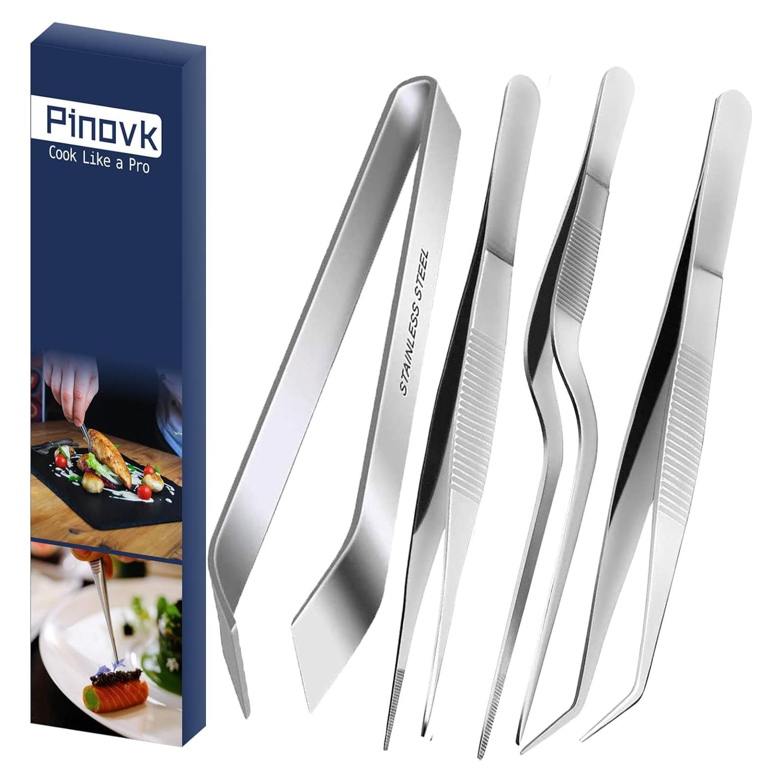 Set de 4 Pinzas de Cocina Pinovk 16 cm Acero Inoxidable