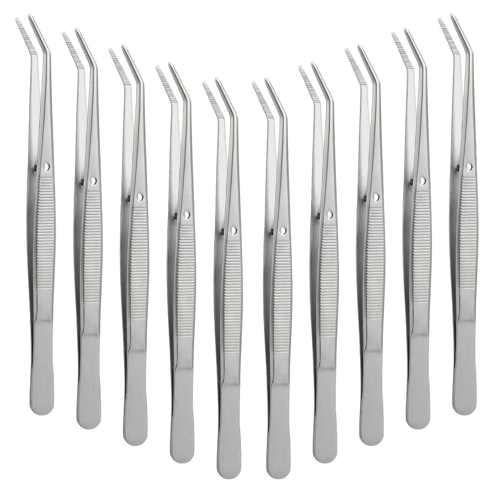 Pinzas de Acero Inoxidable Honoson 10 Pcs Punta Curvada