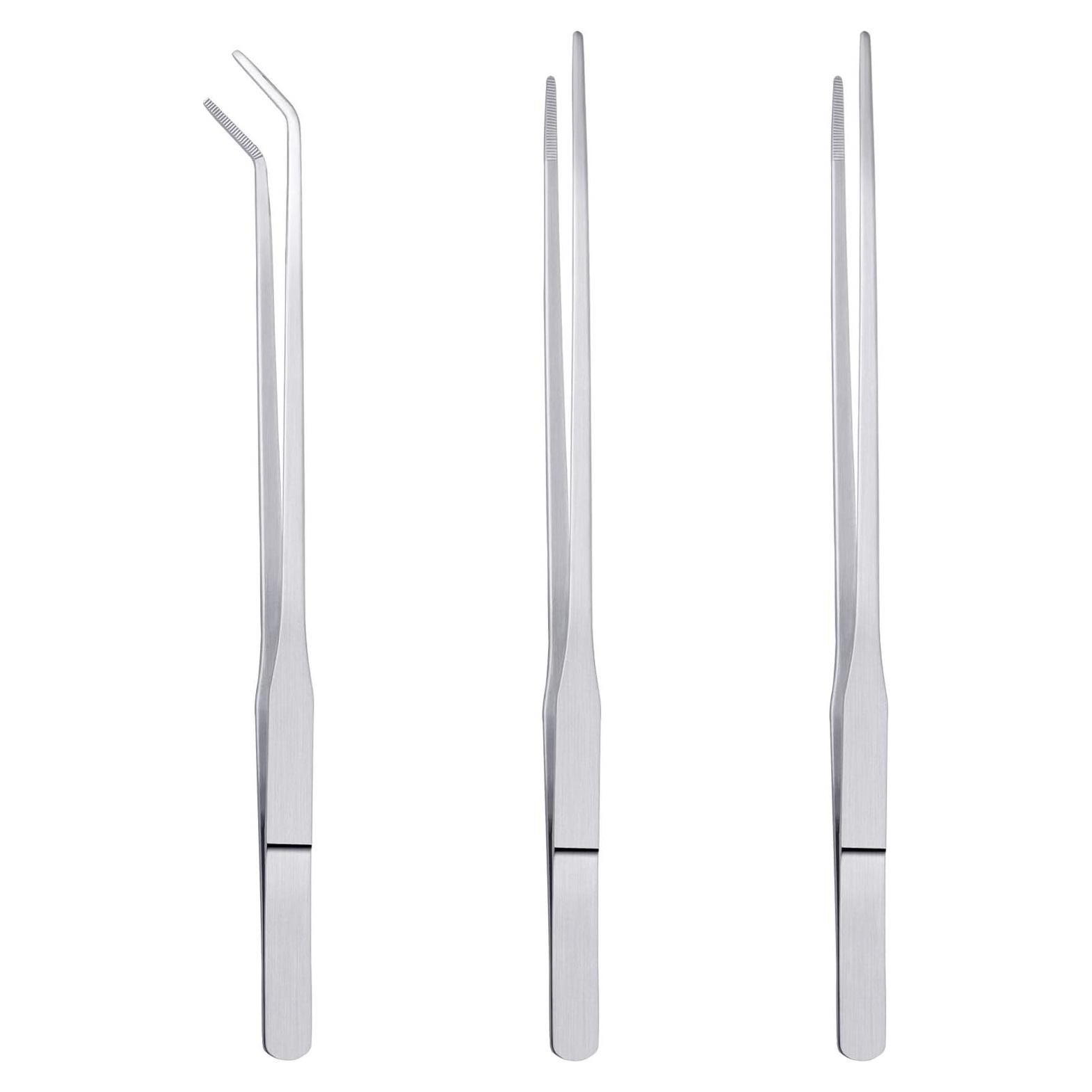 Juego de 3 Pinzas de Acero Inoxidable para Acuario y Reptiles