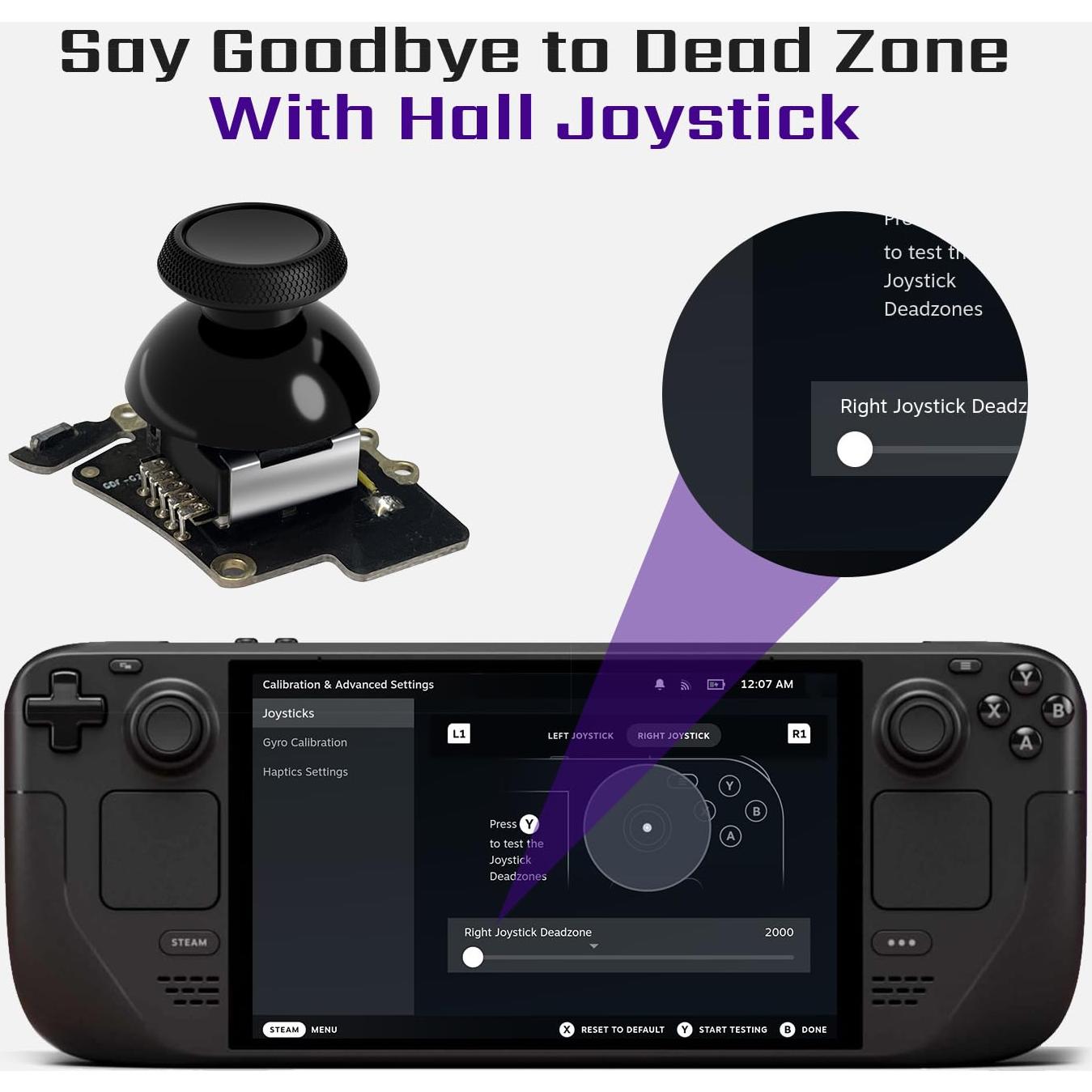 Joystick Hall HandheldDIY para Steam Deck OLED, Cero Deriva