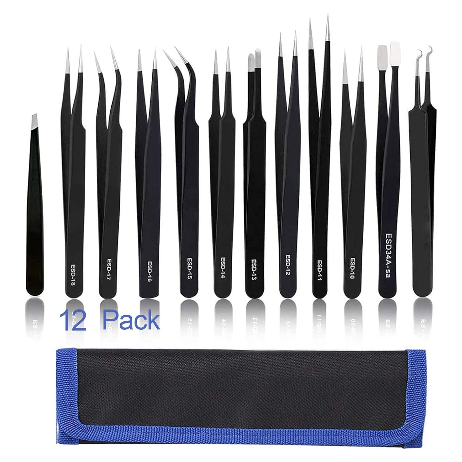 Conjunto de Pinzas de Precisión BOENFU 12 Piezas ESD