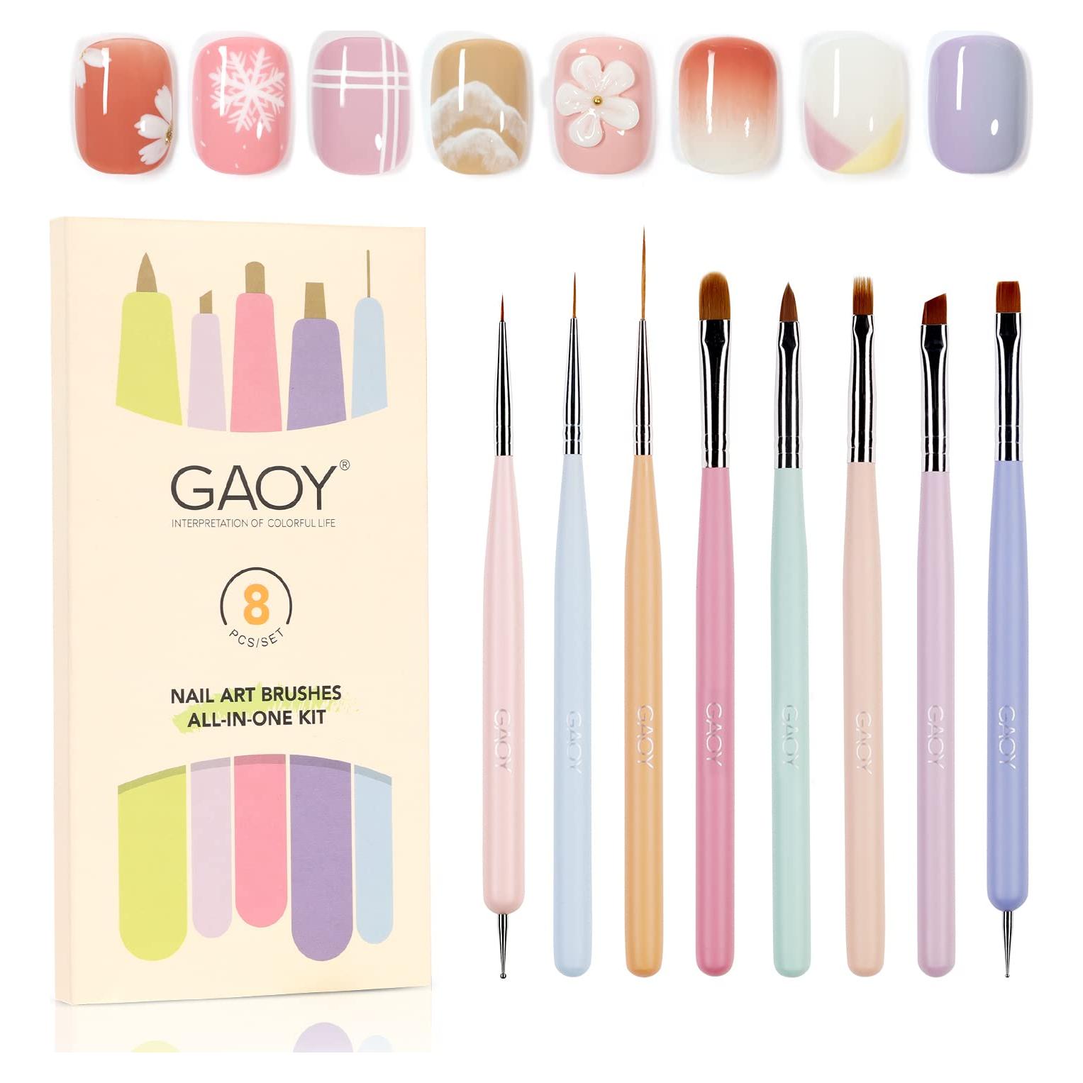 Set de 8 Pinceles para Uñas GAOY - Herramientas de Arte