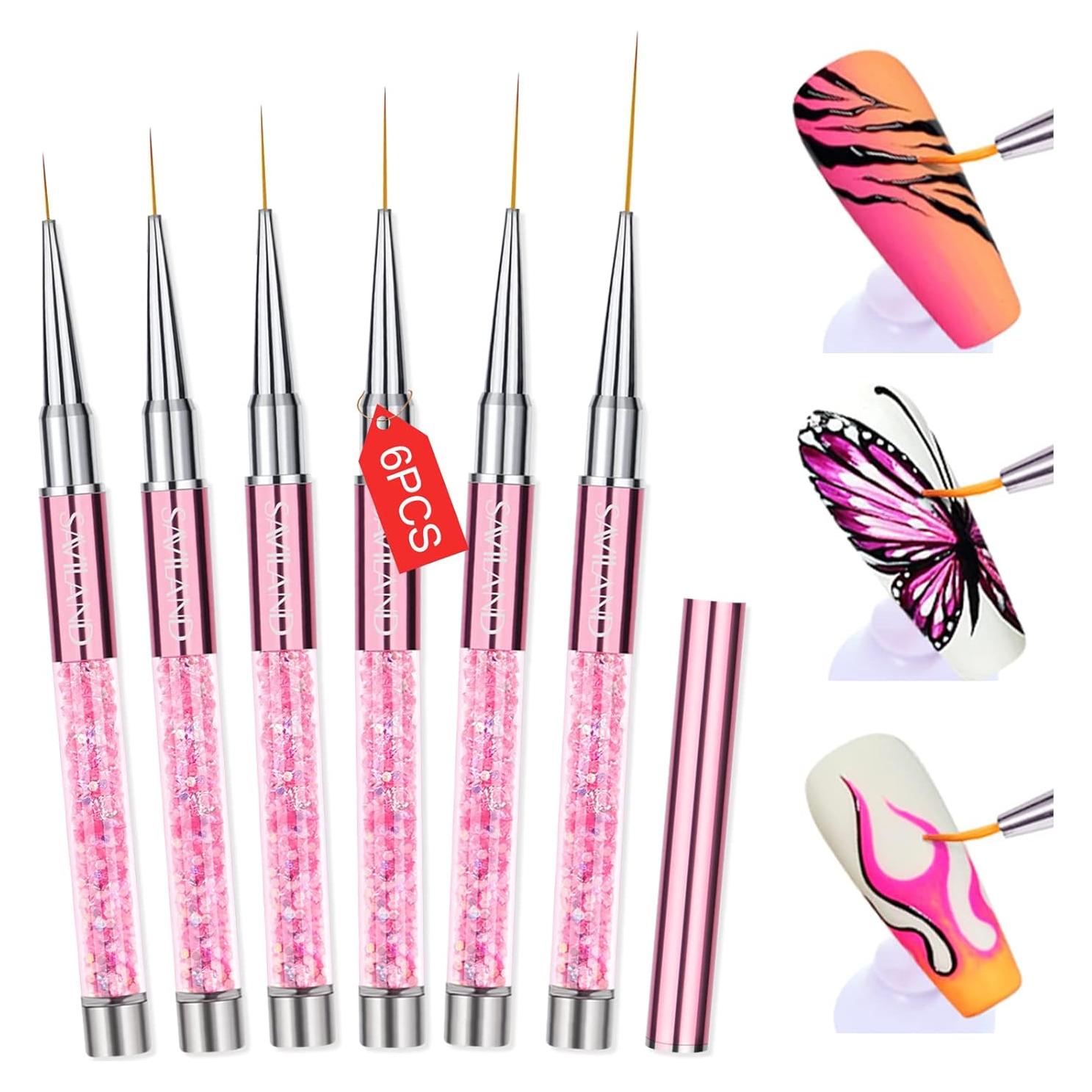 Set de 6 Pinceles para Arte de Uñas Saviland - Tamaños 7 a 23 mm