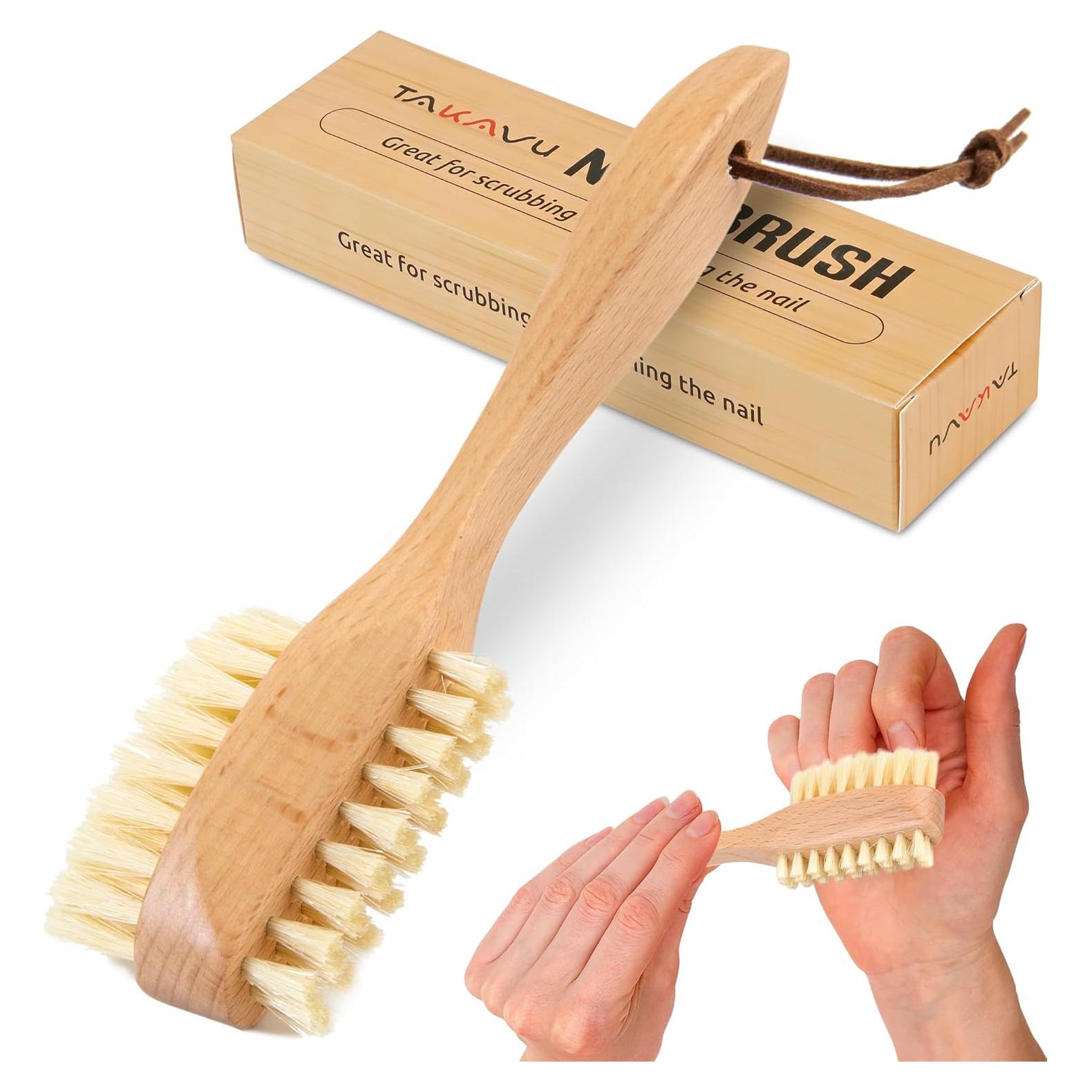 Cepillo de Uñas Takavu de Madera Natural y Cerdas de Jabalí