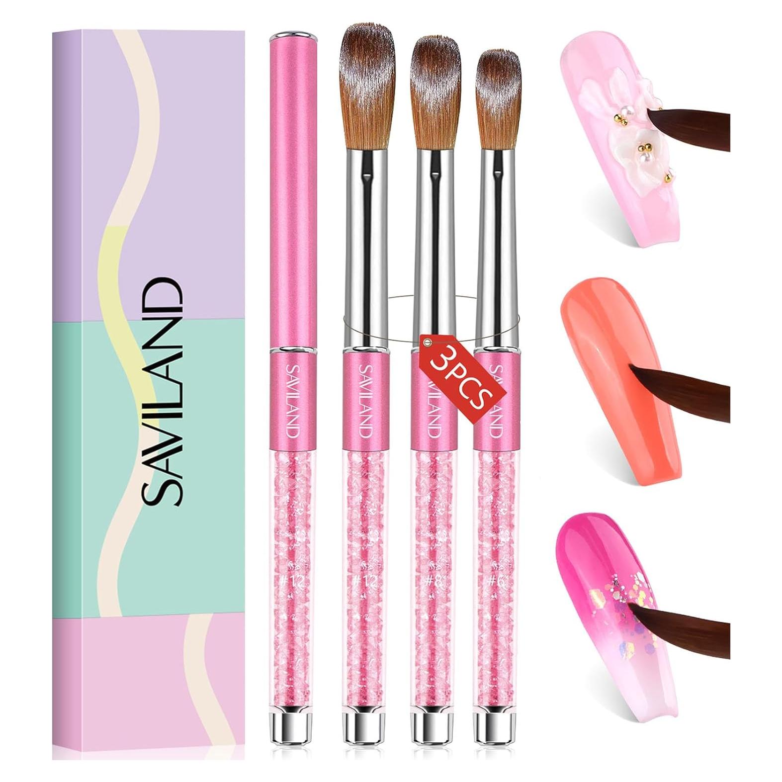 Conjunto de Pinceles Acrílicos Saviland 3 Piezas 6-8-12