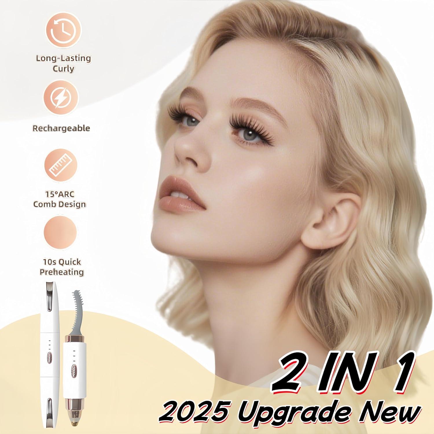 Rizador de Pestañas Calentado BUV 2 en 1 Blanco Recargable