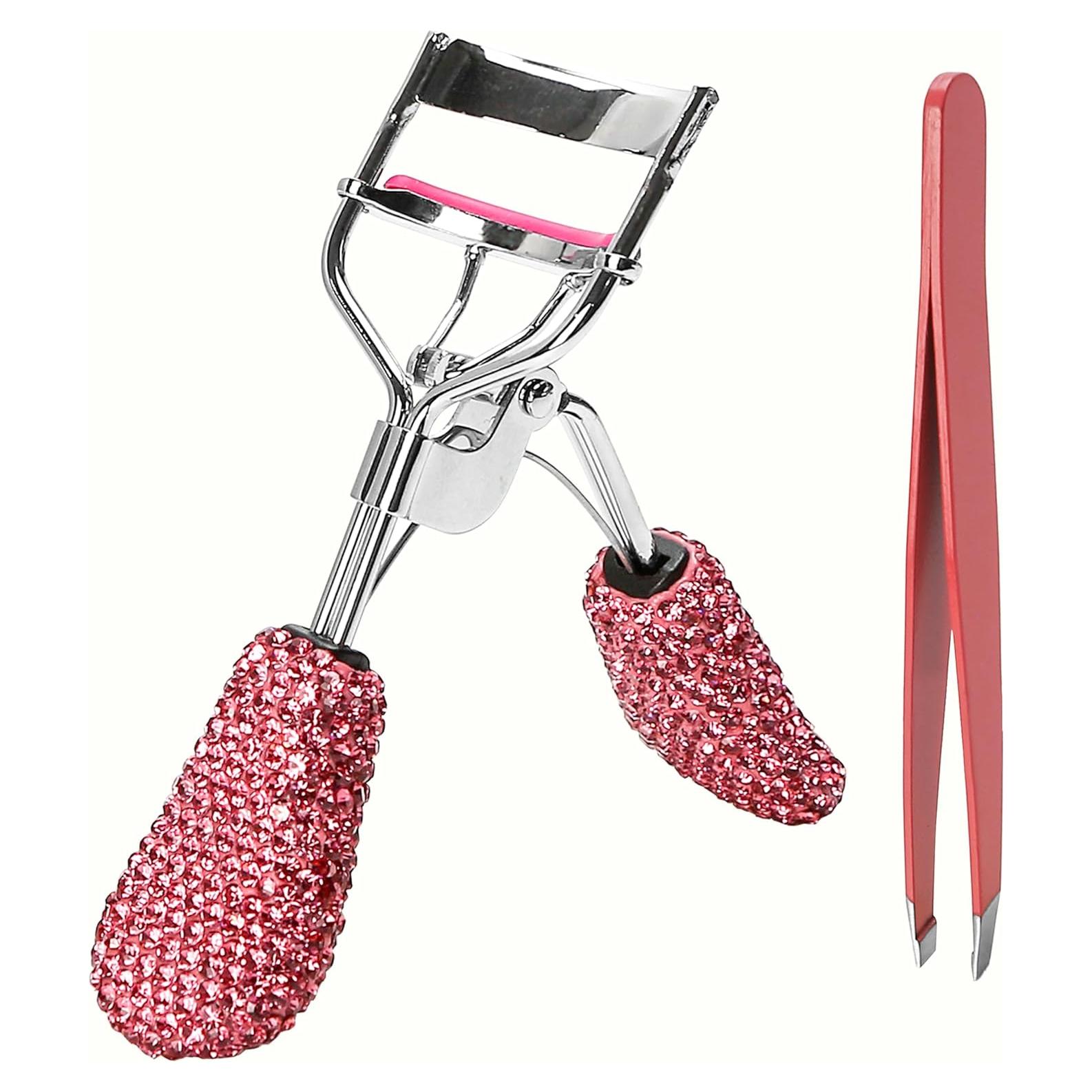 Rizador de Pestañas Rosa Badong con Pinzas de Precisión