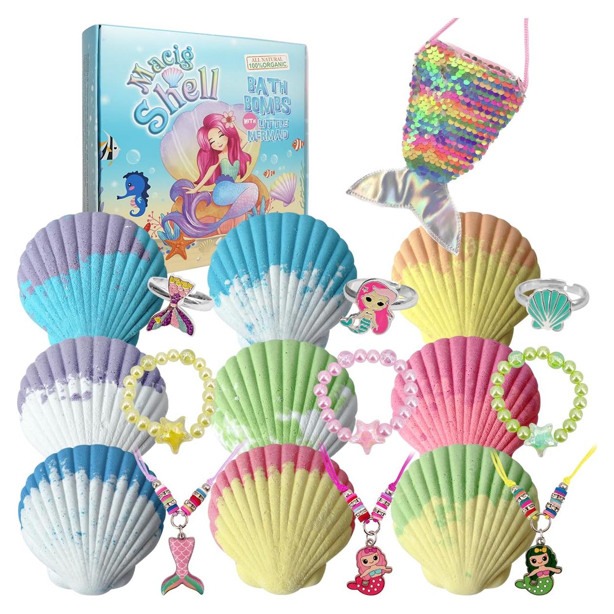 Juego de 9 Bombas de Baño Orgánicas Magic Shell con Pulseras