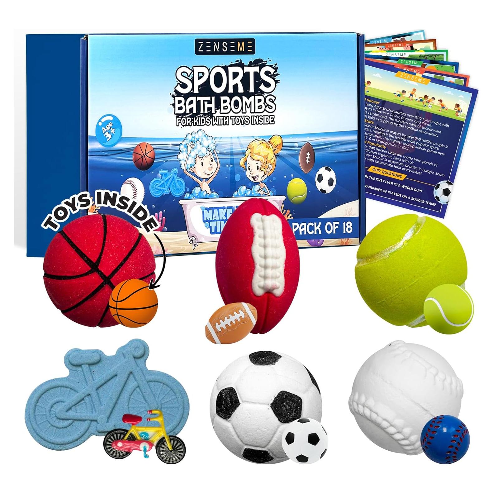 Set de 18 Bombas de Baño Deportivas ZenseMe con Juguetes