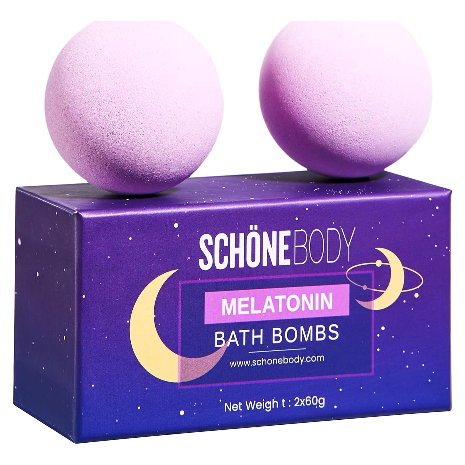Bombas de Baño de Melatonina Schone Body - Set de 2 - Infundidas con Lavanda y Manzanilla