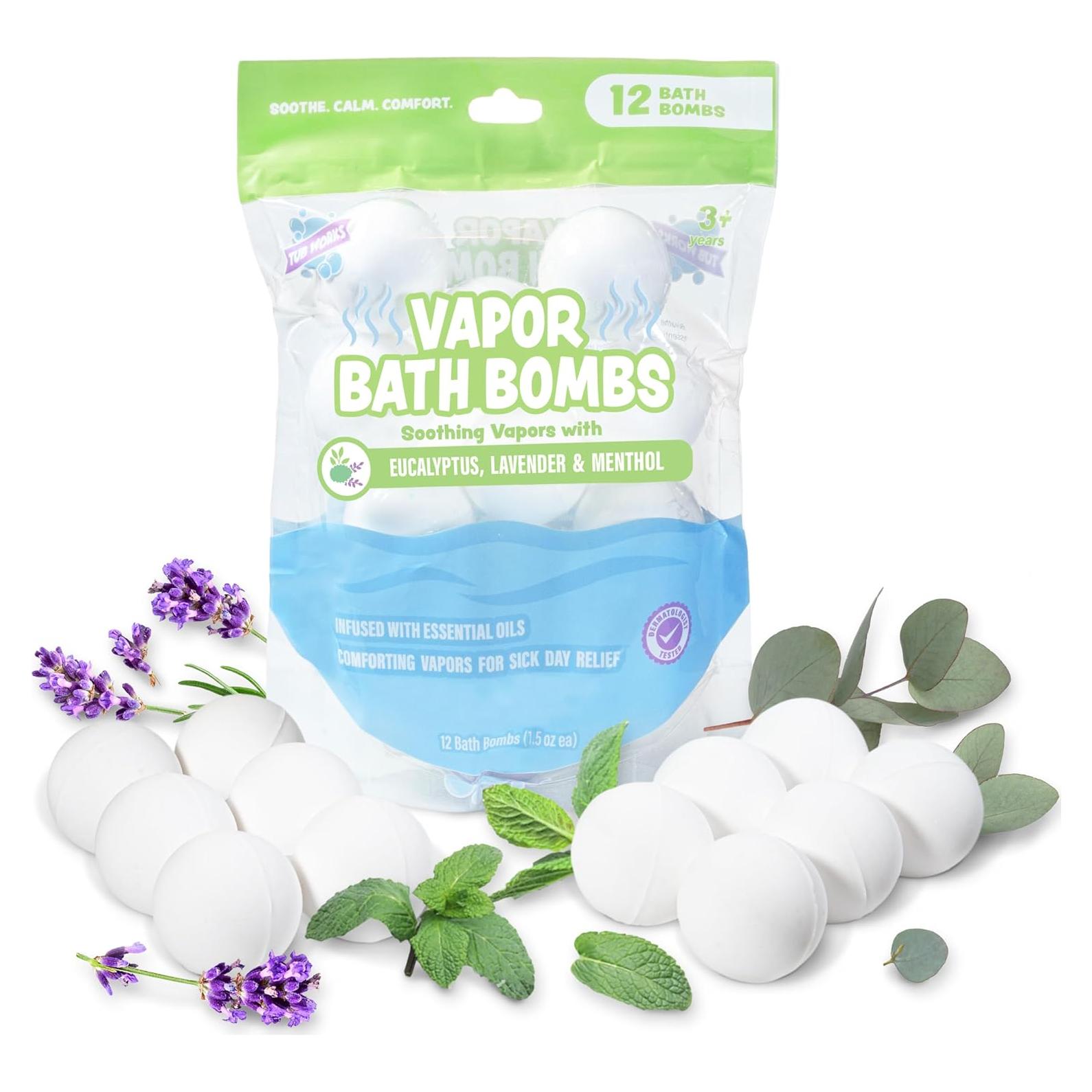 Bolas de Baño de Vapor Tub Works para Niños - 12 Unidades Eucalipto