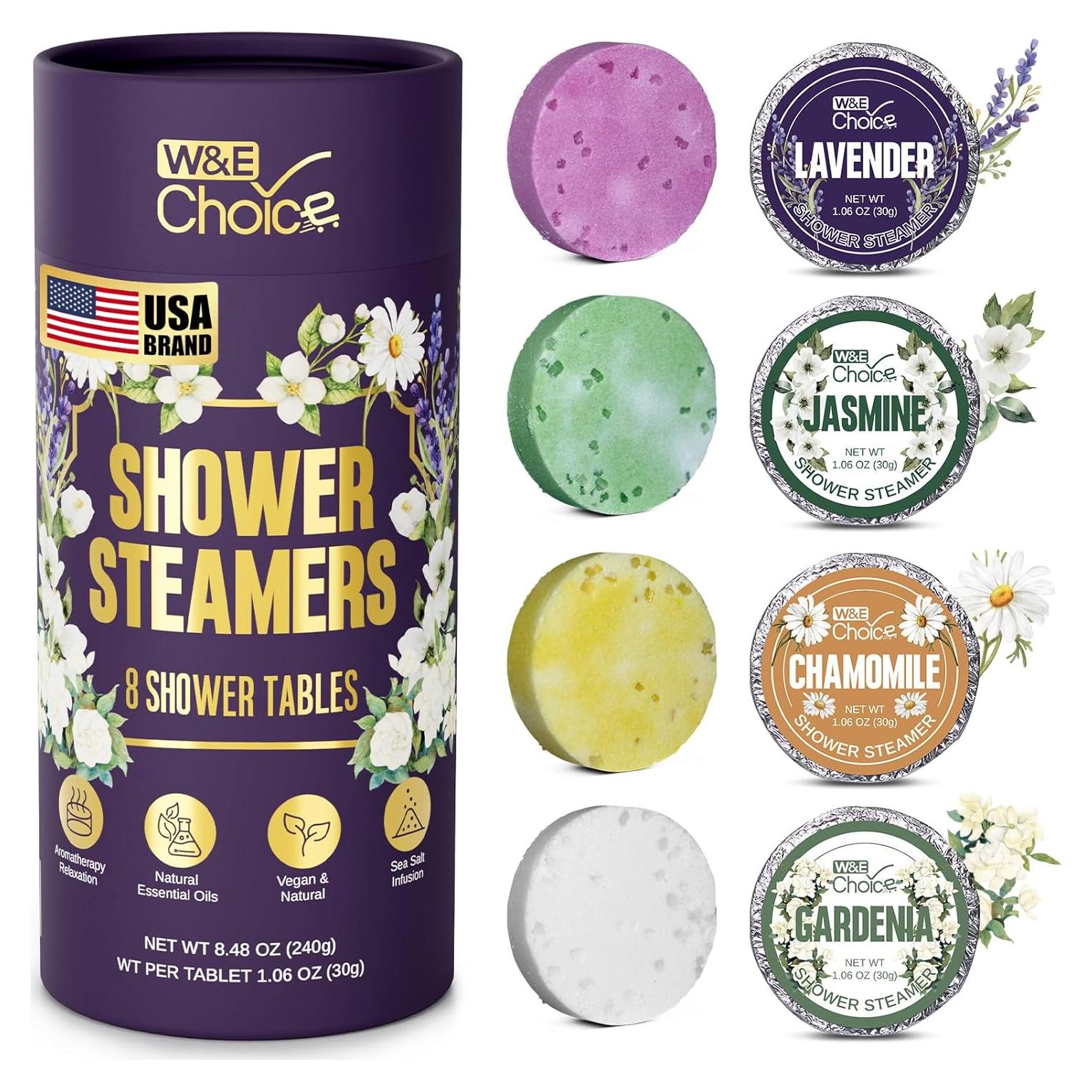 Bombas de Ducha Aromaterapia W&E Choice - 8 Paquete con Aceites Esenciales