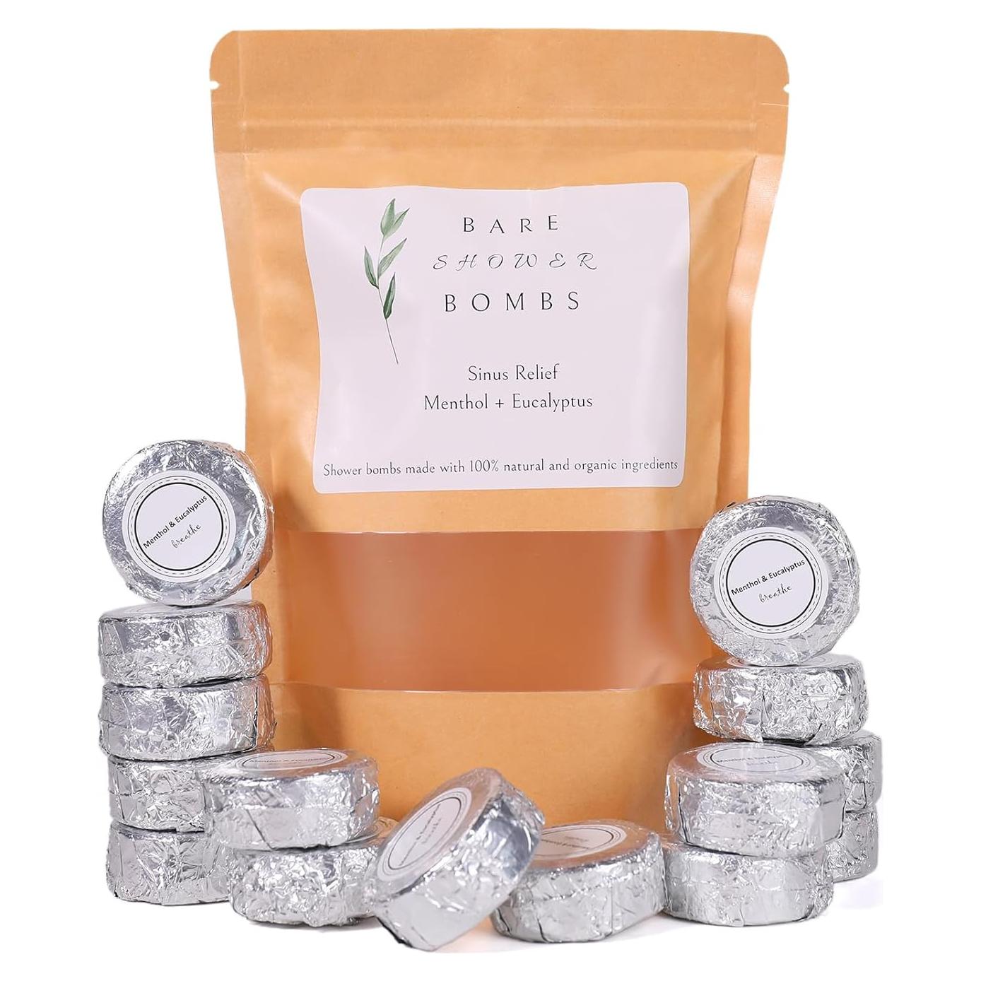 Set de 15 Bombas de Ducha Naturales Bare con Eucalipto y Mentol