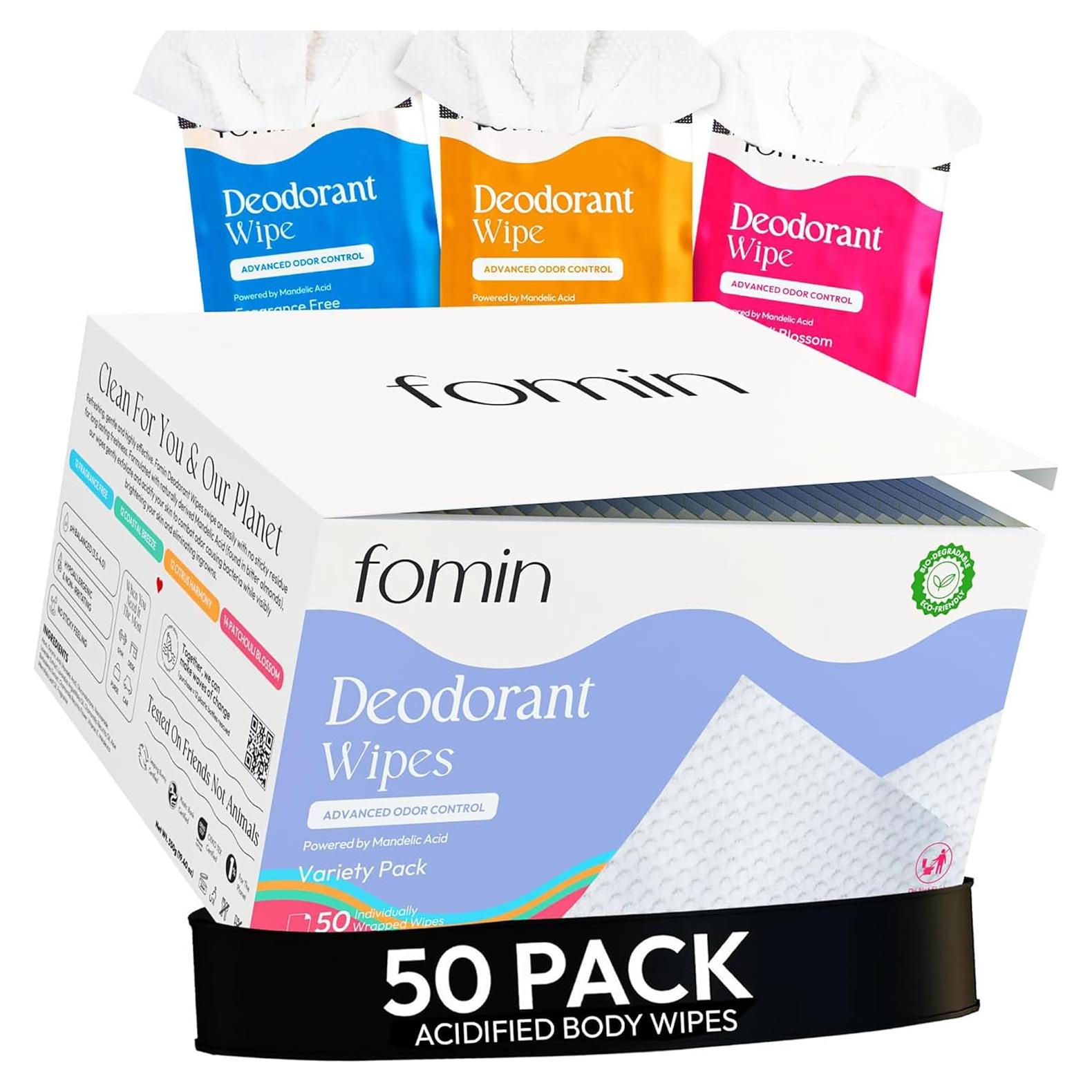 Toallitas Desodorantes Fomin Mini 50 Unidades Biodegradables