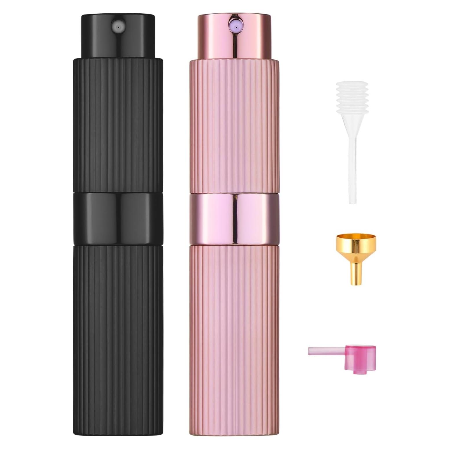 Atomizador de Perfume Rellenable Tekson 2PCS 8ml Negro y Rosa